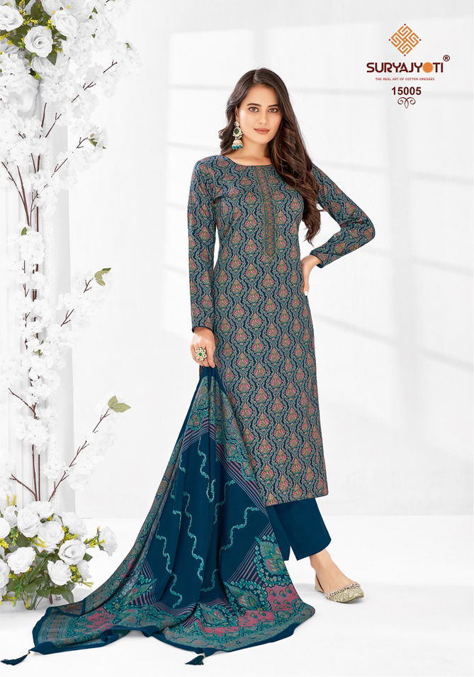 Kalki Vol 15 By Suryajyoti Jam Satin Printed Dress Material Exporters In India
